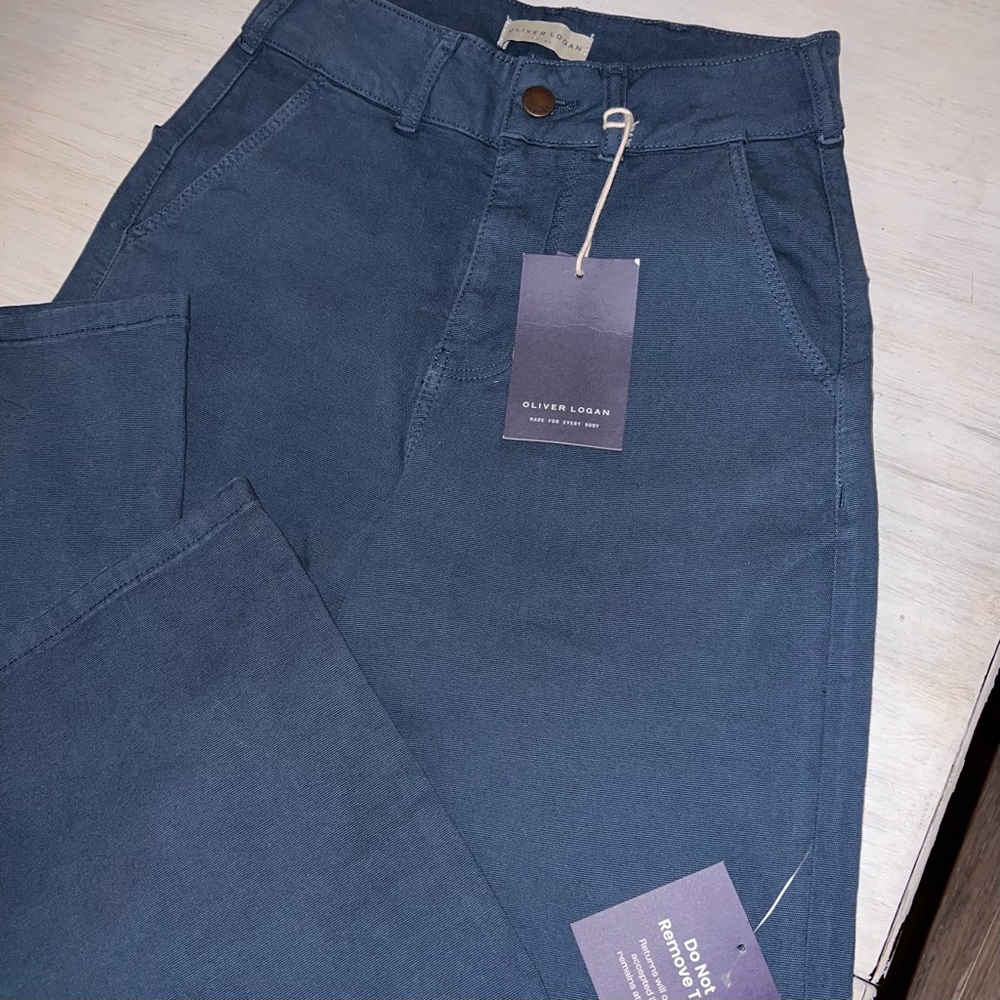 NWT - NEW OLIVER LOGAN flora stretch high rise trouser • majolica blue - Size 24